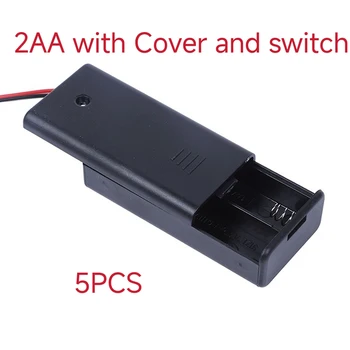 5ШТ высококачественная пластиковая коробка для держателя батареи 2AA с красным и черным проводом, крышкой и переключателем держатель батареи/коробка/чехол