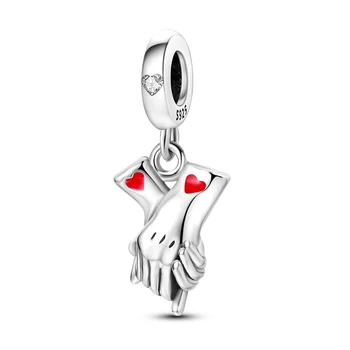 День Святого Валентина Рука об руку, любовь навсегда, подвешенный шарм, оригинальный браслет, ожерелье, бусины серебряного цвета, подарок для подруги