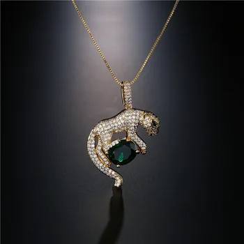 Ретро властное леопардовое ожерелье с подвеской, покрытое 18-каратным золотом с цирконом, популярно в Европе и Америке