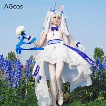 AGCOS Azur Lane USS Laffey Белый Кролик и Клятва Косплей костюм Женское свадебное платье